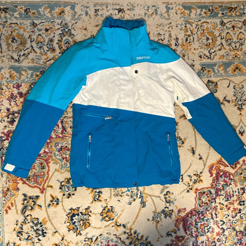 Marmot membrain Ski Jacket Blue White Size Medium